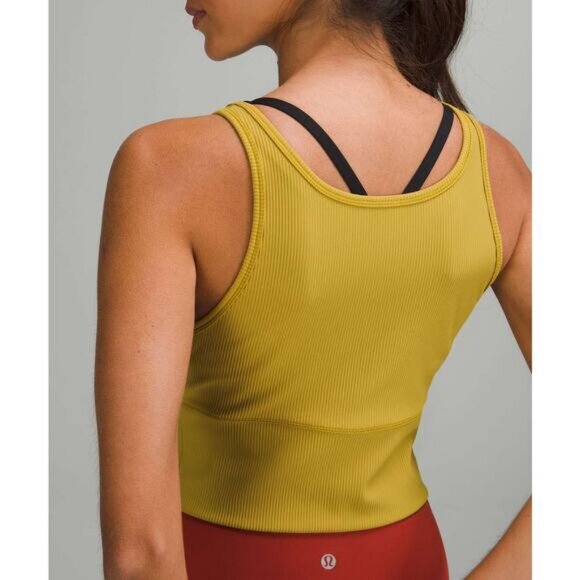 LULULEMON Power Pivot Ribbed Tank Top Size 12 Auric Gold - Picture 3 of 7